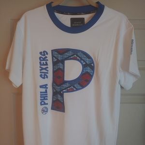 Two Hype NBA lab Philadelphia 76ers embroidered logo tee XS to M NWT